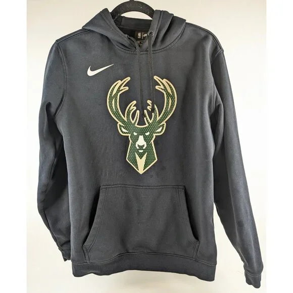 Nike Men’s Medium Black Milwaukee Bucks Basketball Long Sleeve Hoodie - Picture 1 of 8